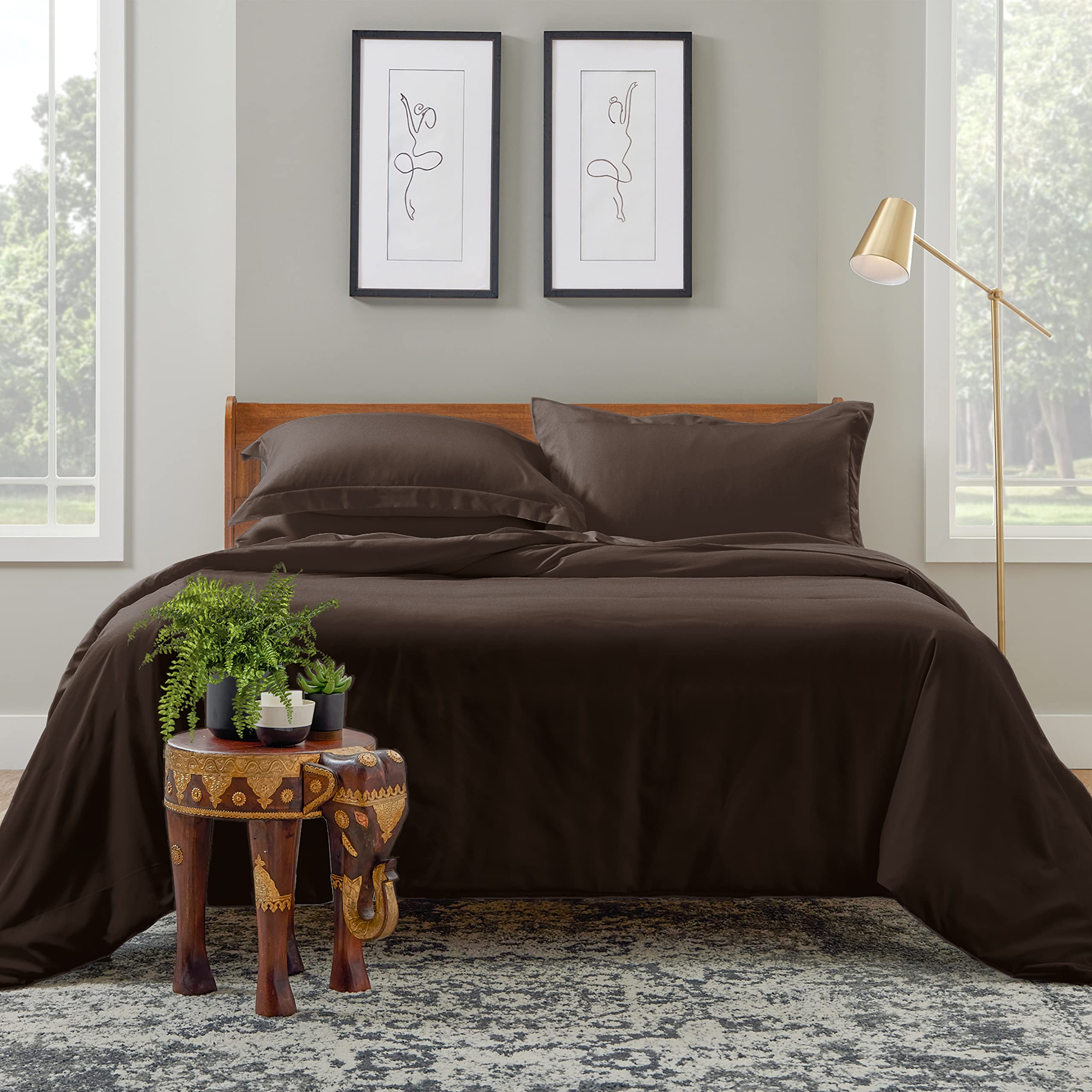 Cosy House Collection Luxury Duvet Cover Set 2-Piece - Blend Of Rayon Derived From Bamboo - Ultra Soft Bedding - Zippered Comfor